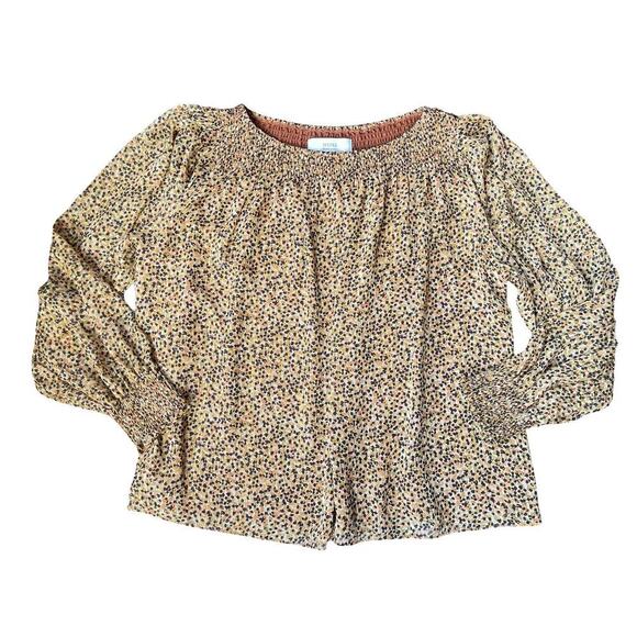 Elizabeth and James Textile Smocked Neck Boho Flowy Long Sleeve Blouse – Size XL - Picture 2 of 10